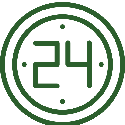 Rundes grünes Icon mit der Zahl 24