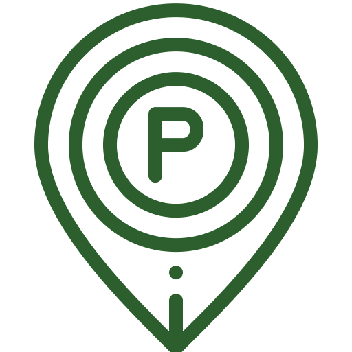 Grünes Icon mit einem P wie Parkplatz