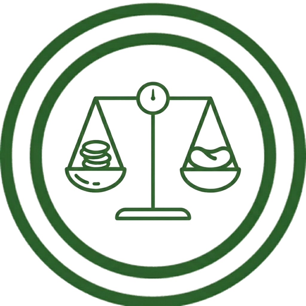Rundes grünes Icon mit einer Waage