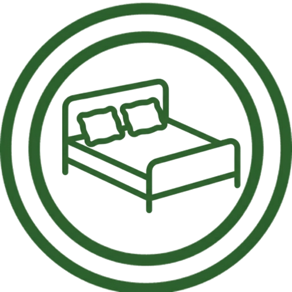 Rundes grünes Icon mit einem Doppelbett